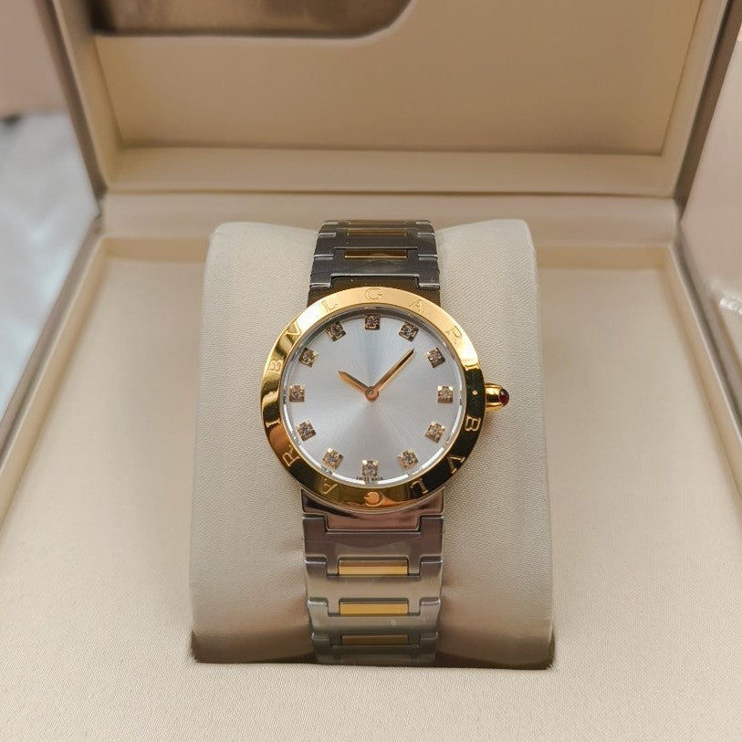 Bulgari 33mm Diamond Numerals Gold Case Gold/Steel Bracelet