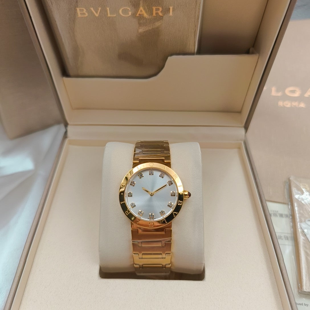BVLGARI 33mm Diamond Numerals Gold Case