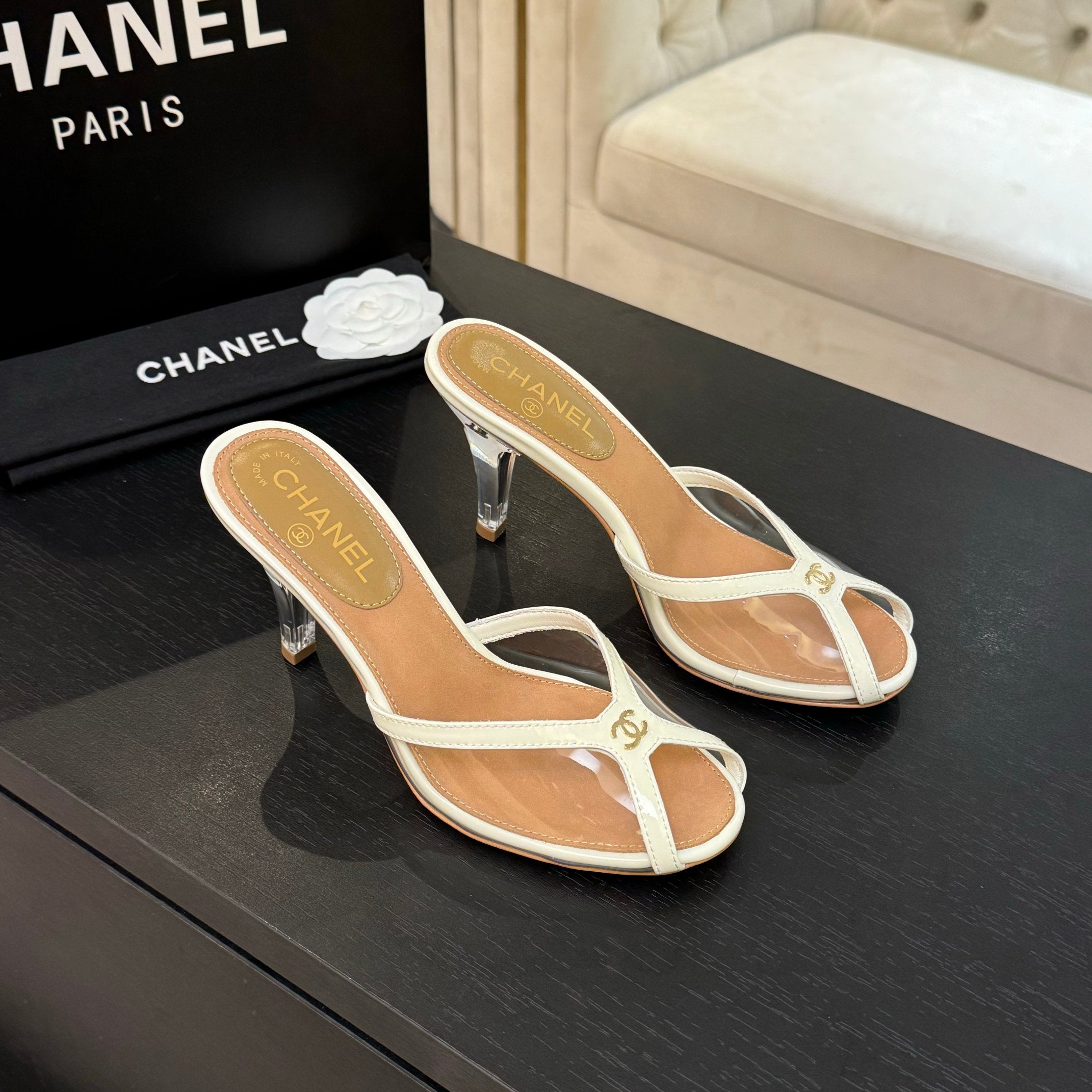 CC 2026 High Heeled Slippers 70 Mesh Suede