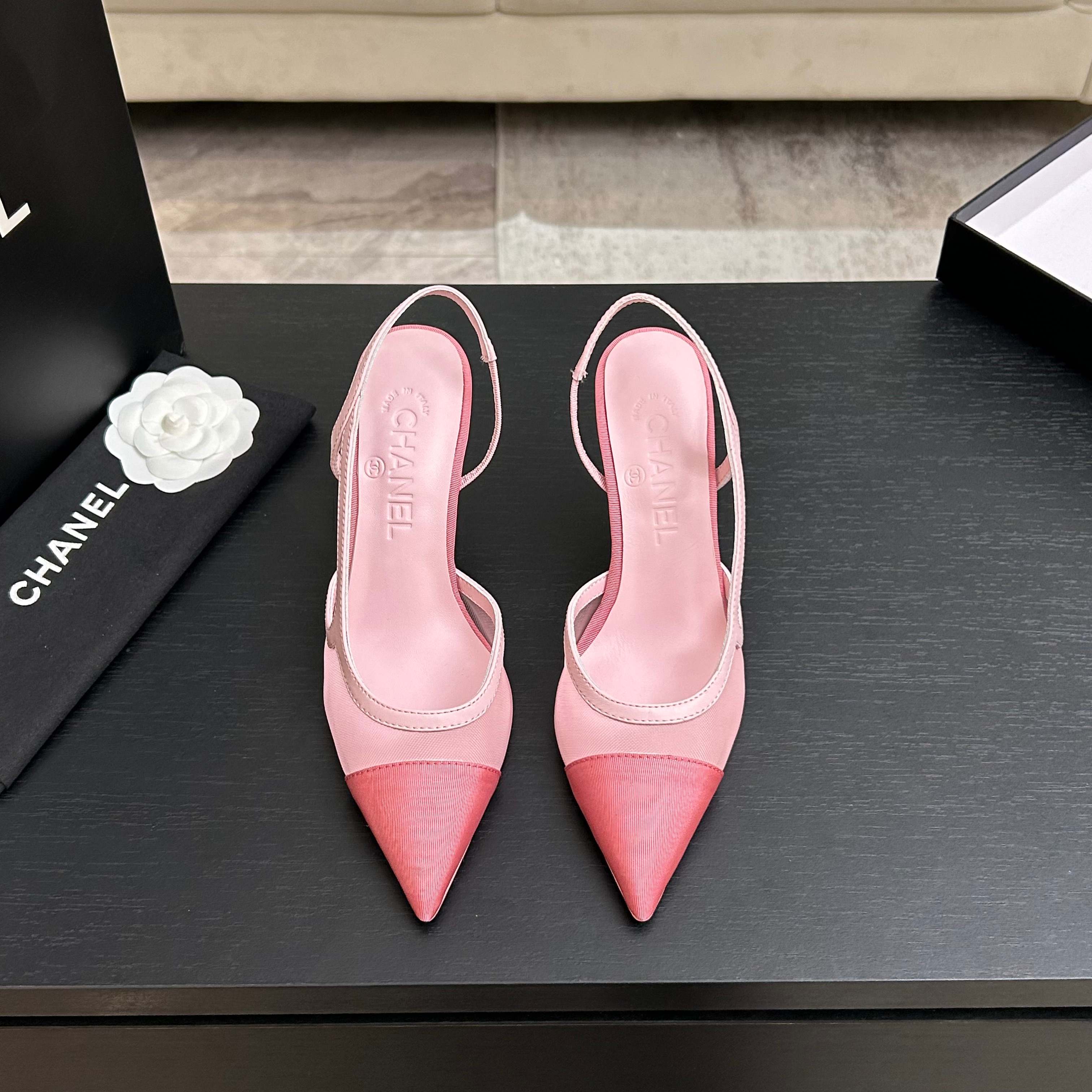 CC 2026 Slingback 70 Mesh Satin Leather
