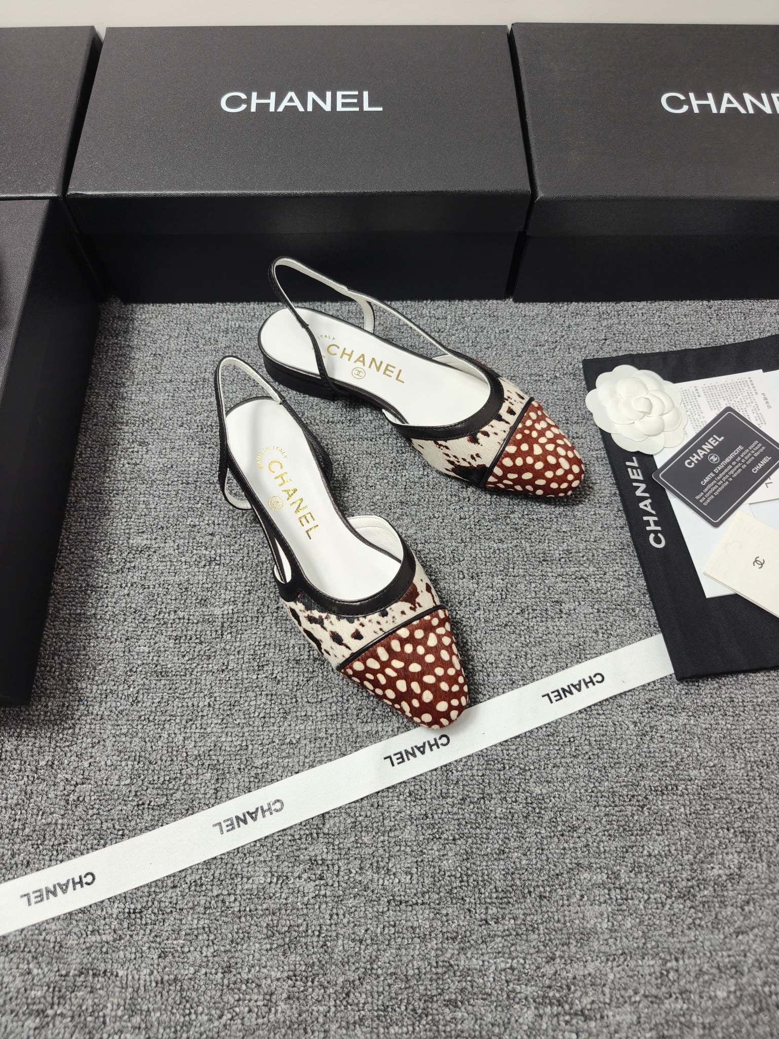 Chanel 2026 Slingback Black Cream Brown Horsehair Calfskin 696630
