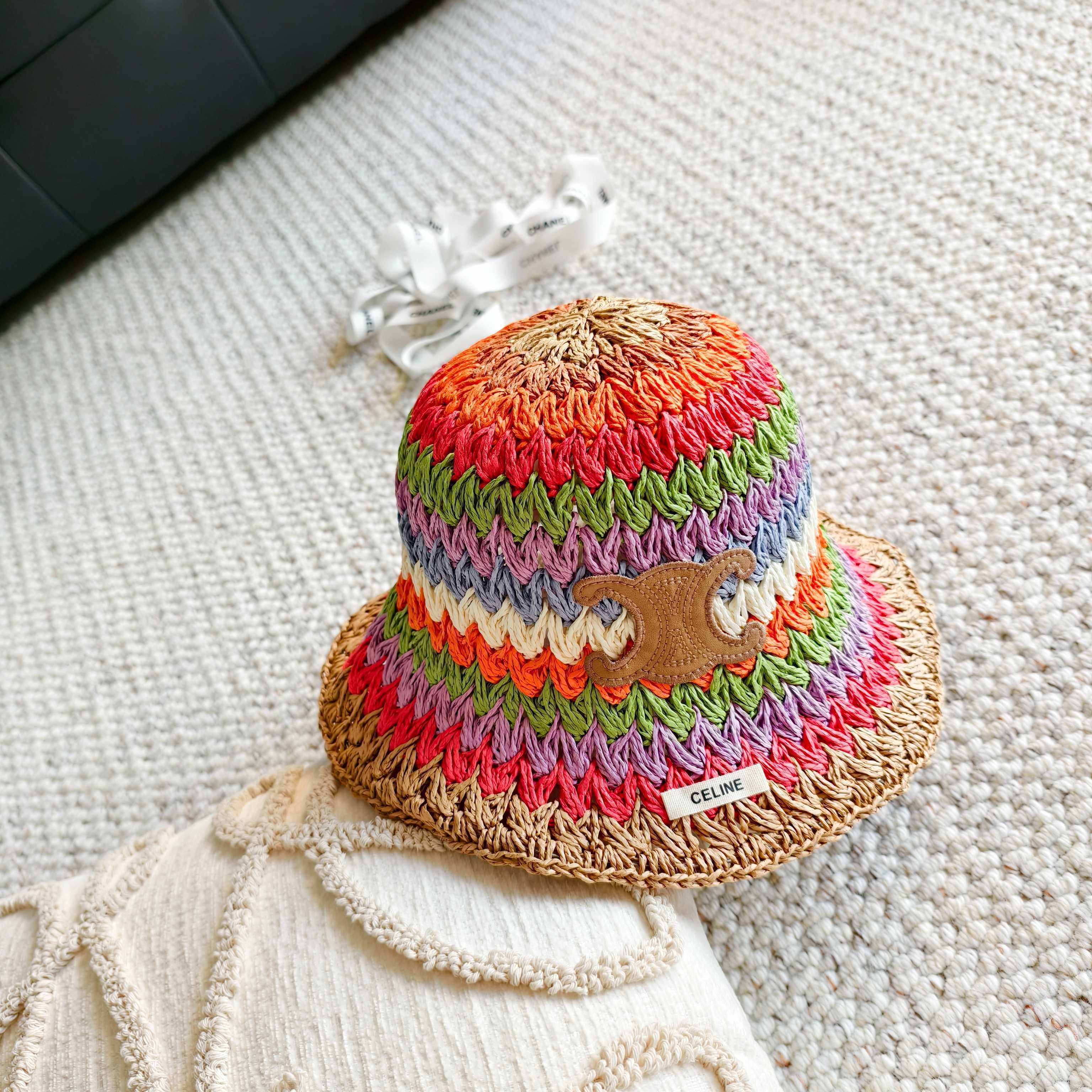 Celine  Rainbow Everyday Simple Bucket Hat Straw 237190