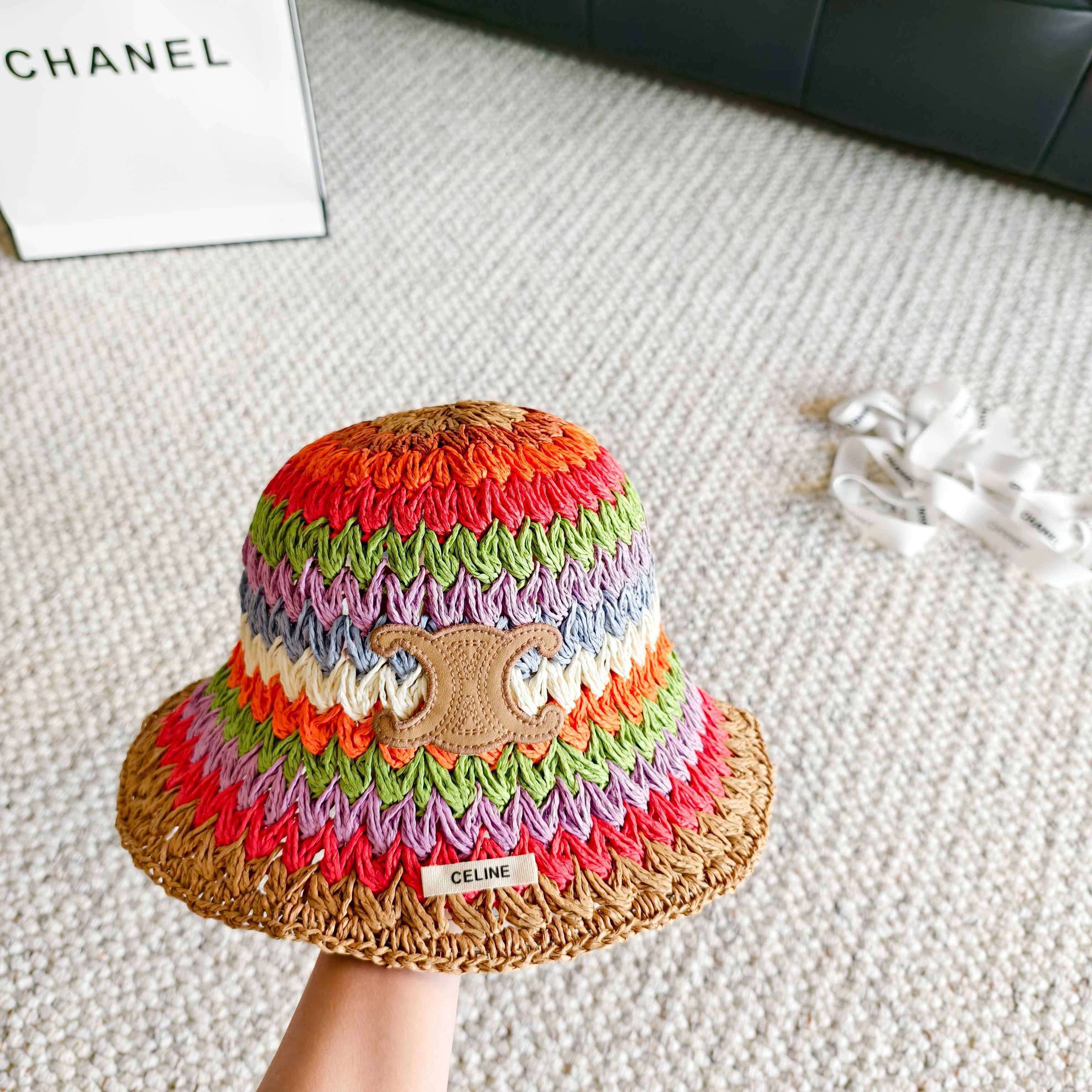 Celine  Rainbow Everyday Simple Bucket Hat Straw 237190