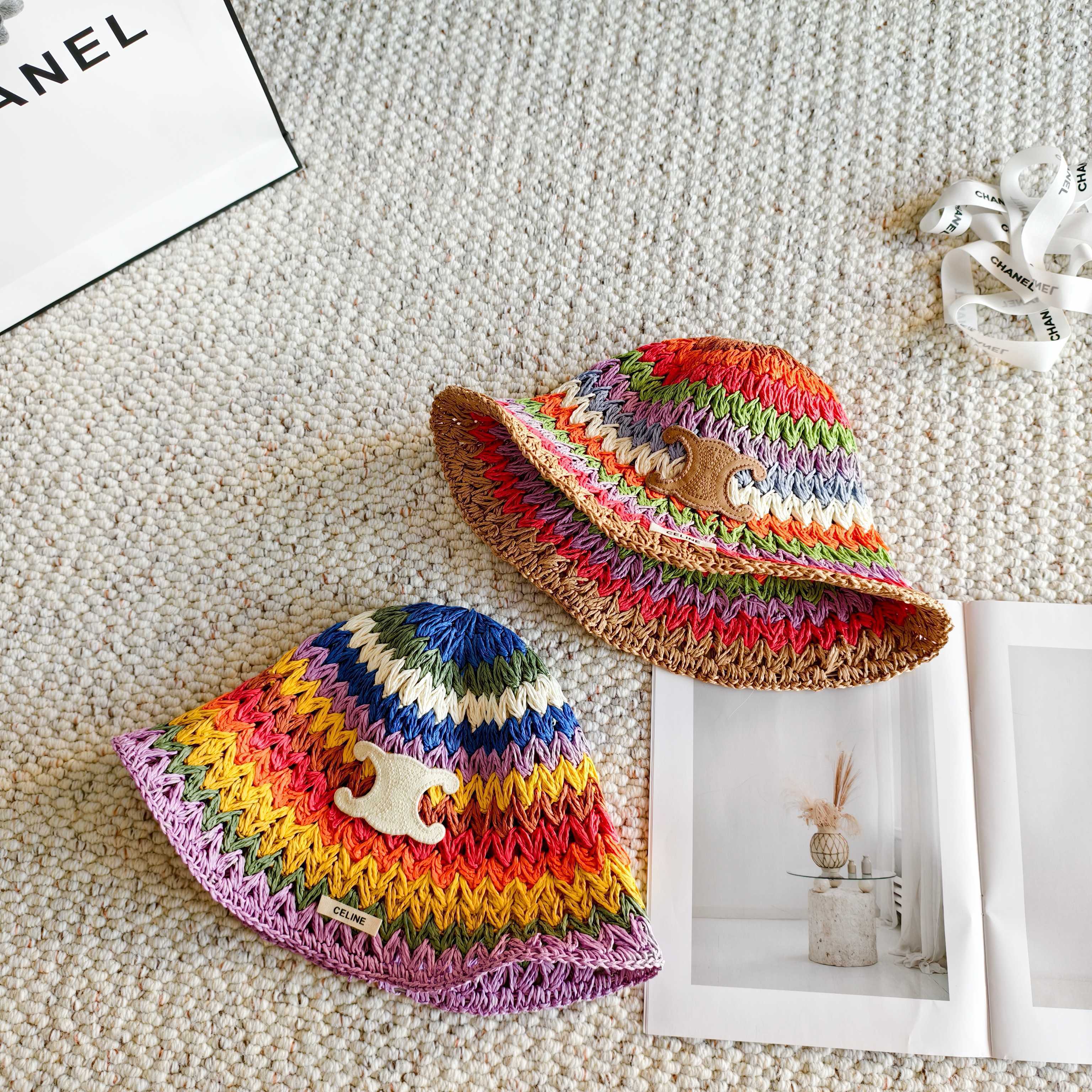 Celine  Rainbow Everyday Simple Bucket Hat Straw 237190