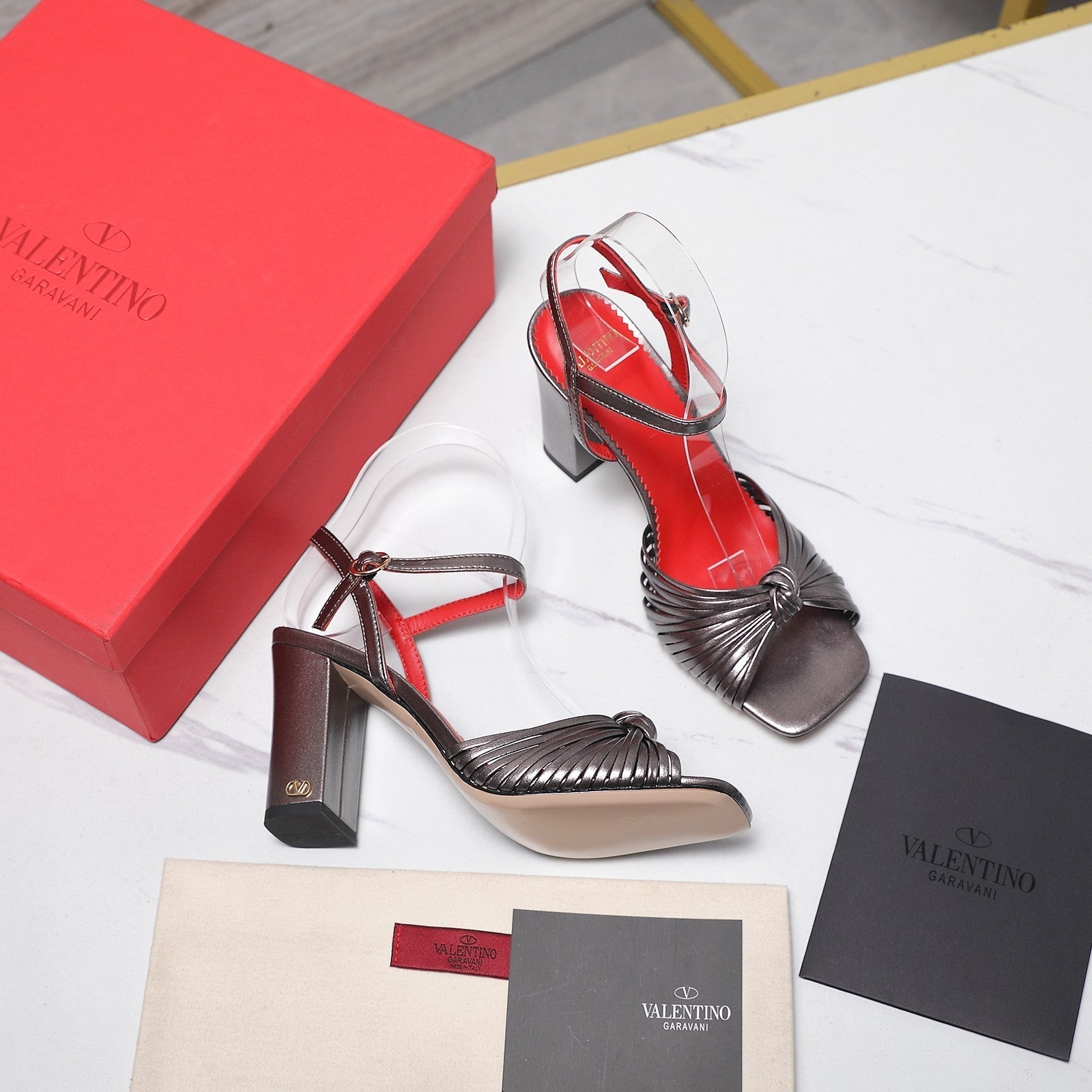 Valentino 2026 Garavani Annet 90mm Leather Block-Heel Sandal 864491