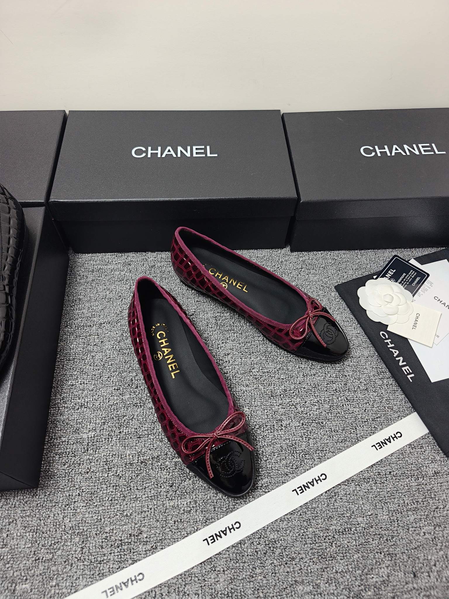 Chanel 2026 Crocodile Embossed Ballet Flat Glossy Calfskin 855991
