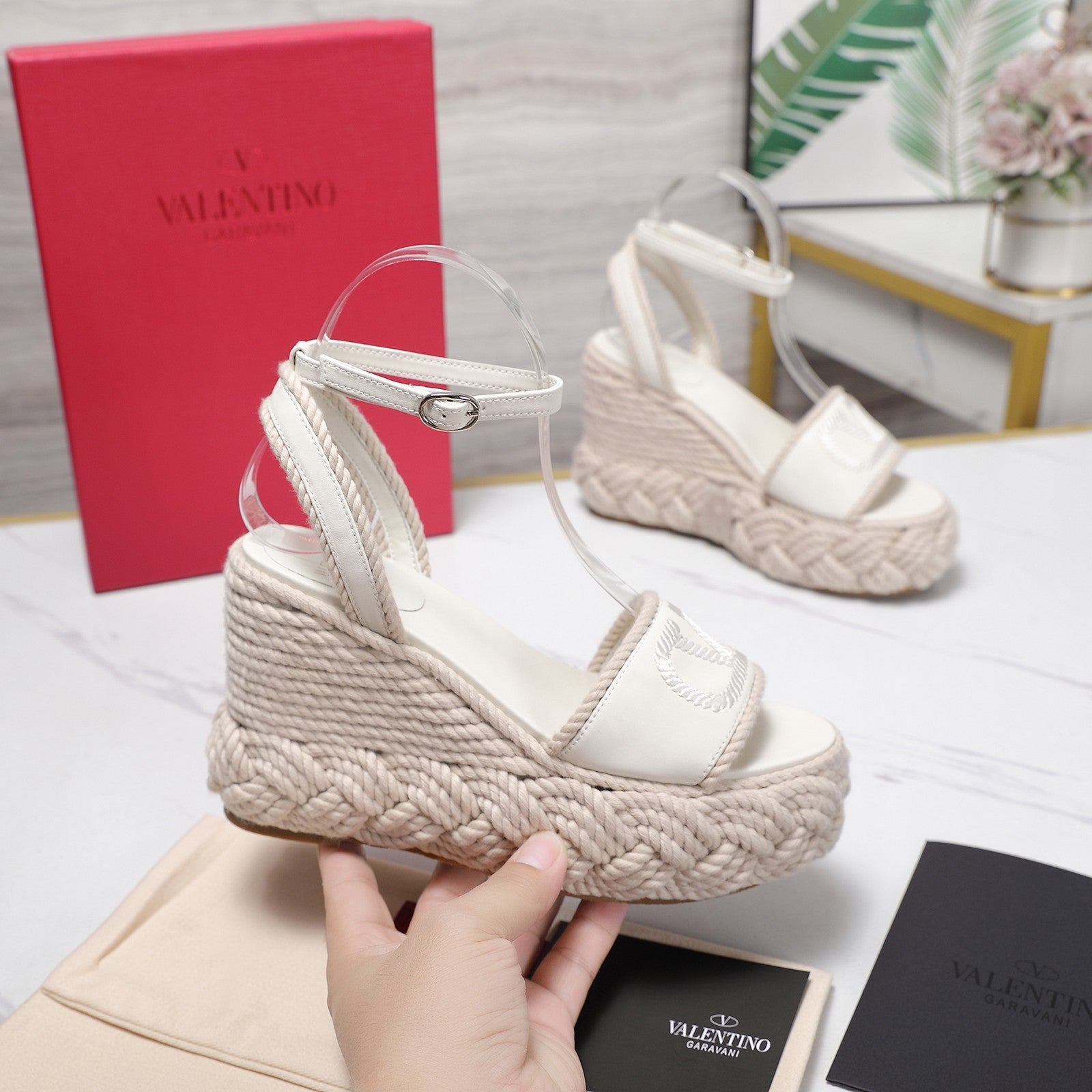 Valentino 2026 Garavani VLogo Torchon 110mm Espadrille Woven Leather 864550