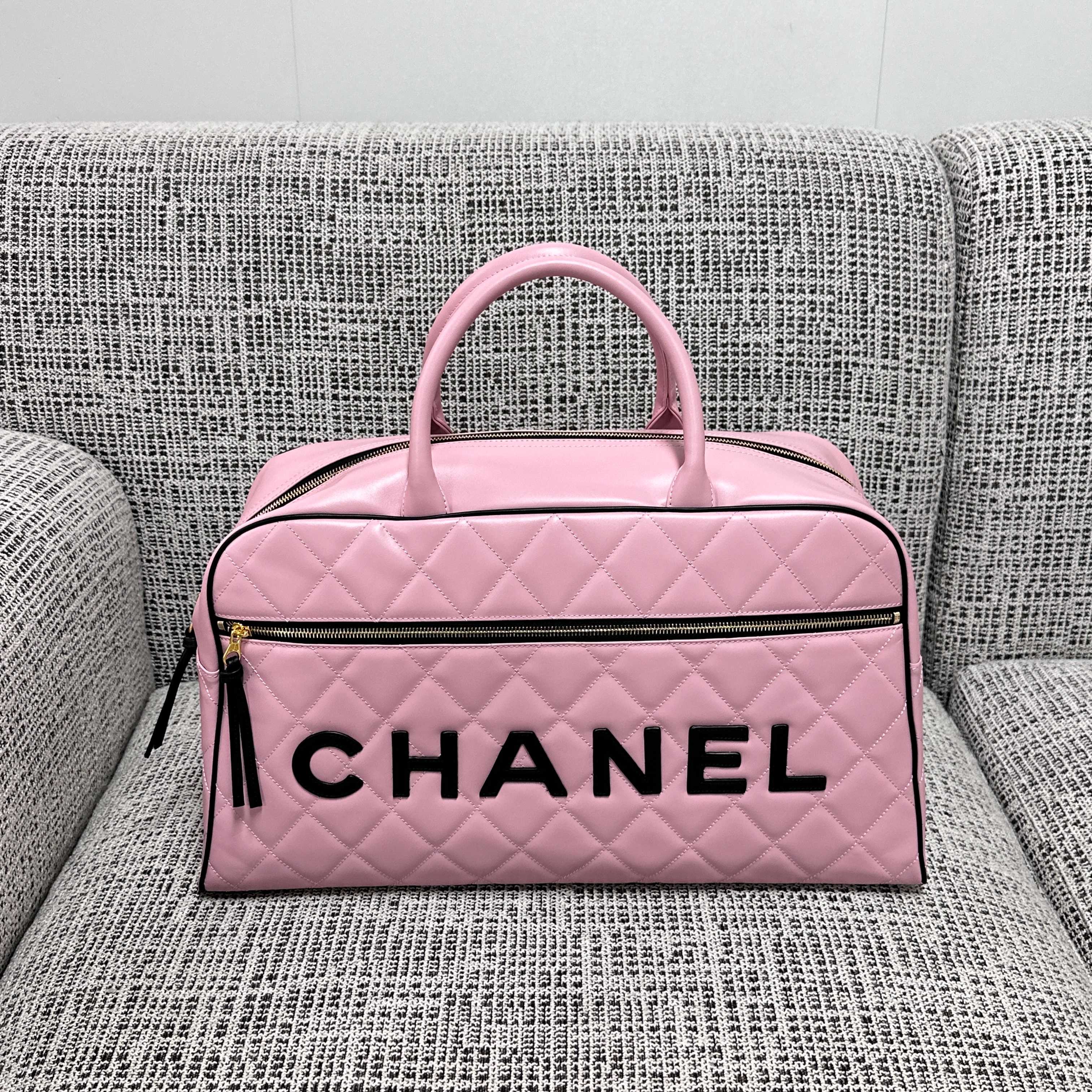 Chanel 2026 Bowling Boston Travel Bag 46cm Lambskin