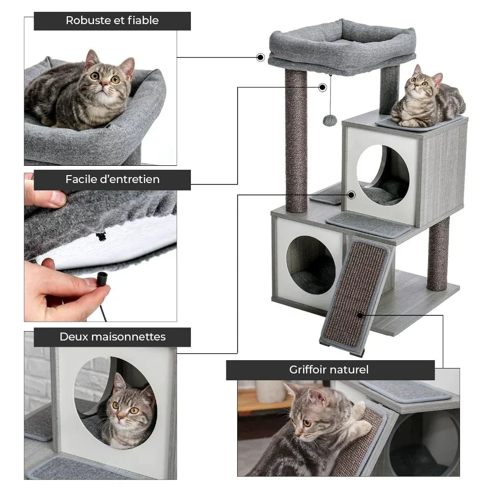 NEO - Arbre à Chat Double Box 90cm