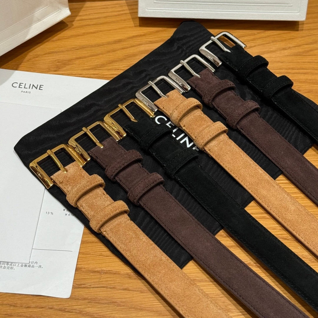 Celine 2026 Arc de Triomphe Belt 2.5cm Suede Cowhide