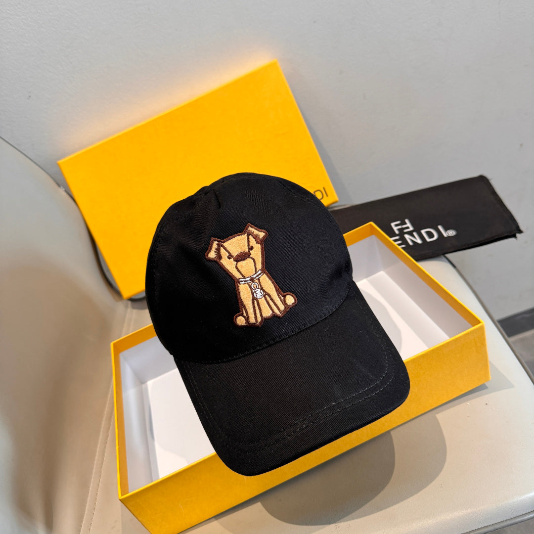 Fendi Baseball Cap with Dog Embroidery 295235