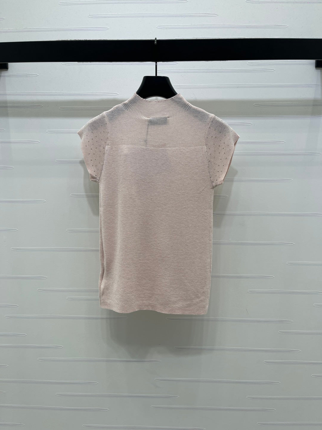 Miumiu 2026 Crew Neck Sheer Knit Short-sleeved Top Wool 352770