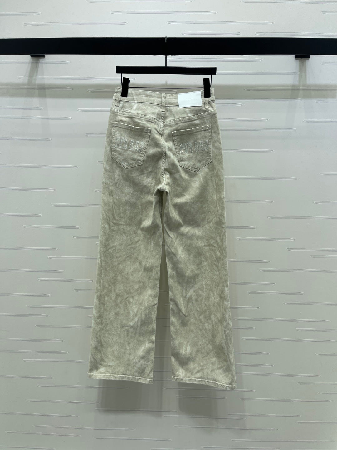Miumiu 2026 Straight Leg Jeans Beige and Pink Cotton 352472