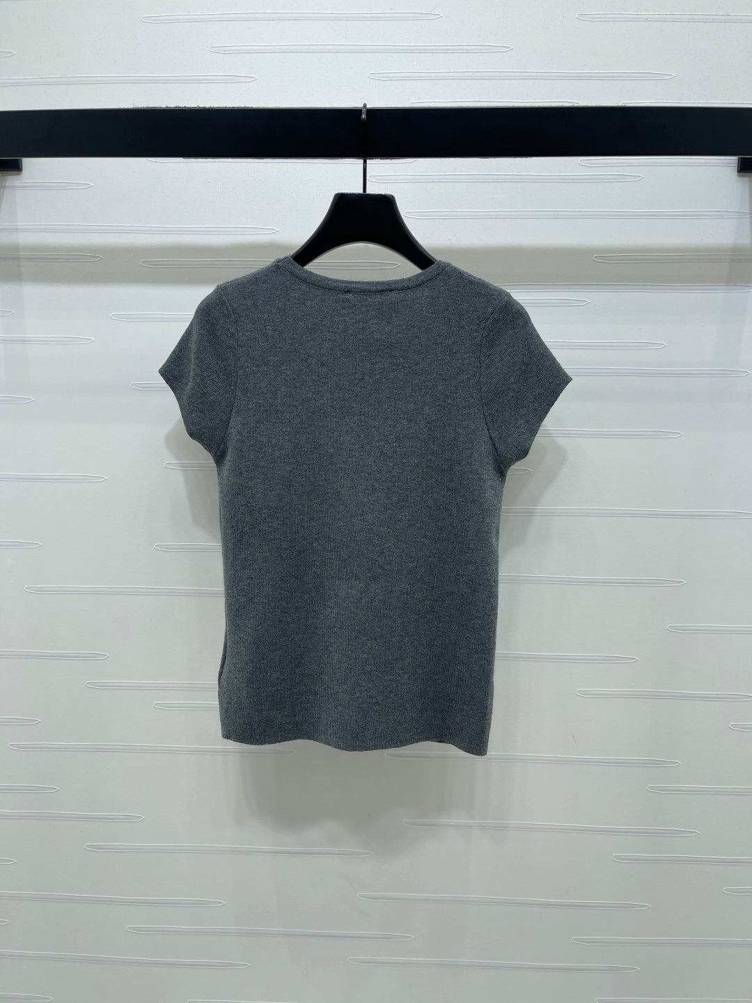 Miumiu 2026 Faux Two-piece Round Neck Knit Short-sleeved Top Wool 344359