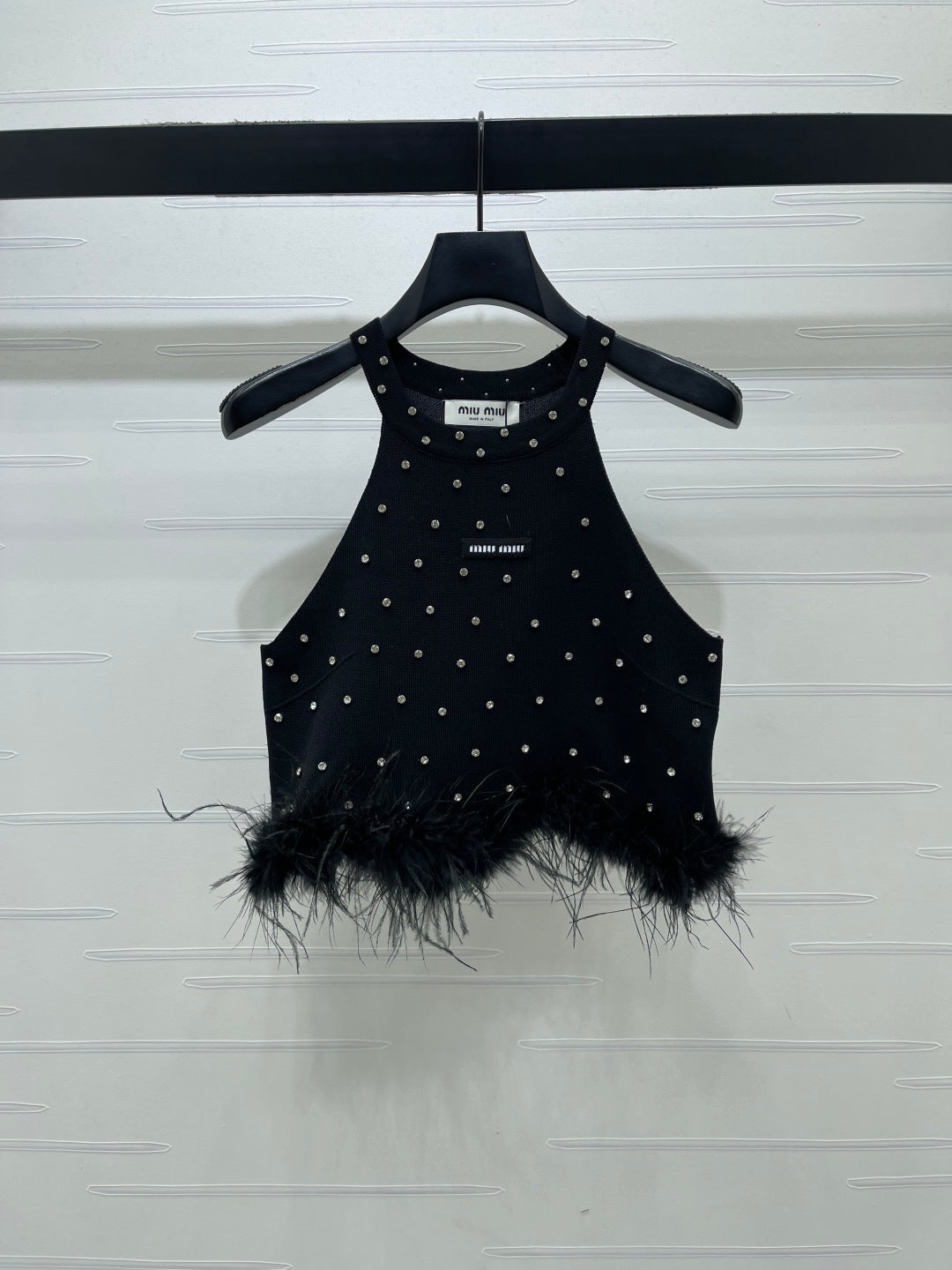 Miumiu 2026 Rhinestone Knit Vest Wool Cashmere 356496