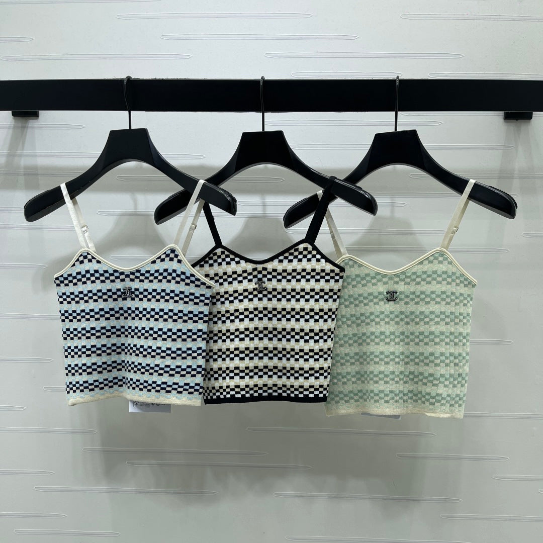 Chanel 2026 Checkerboard Knit Camisole Wool 366356