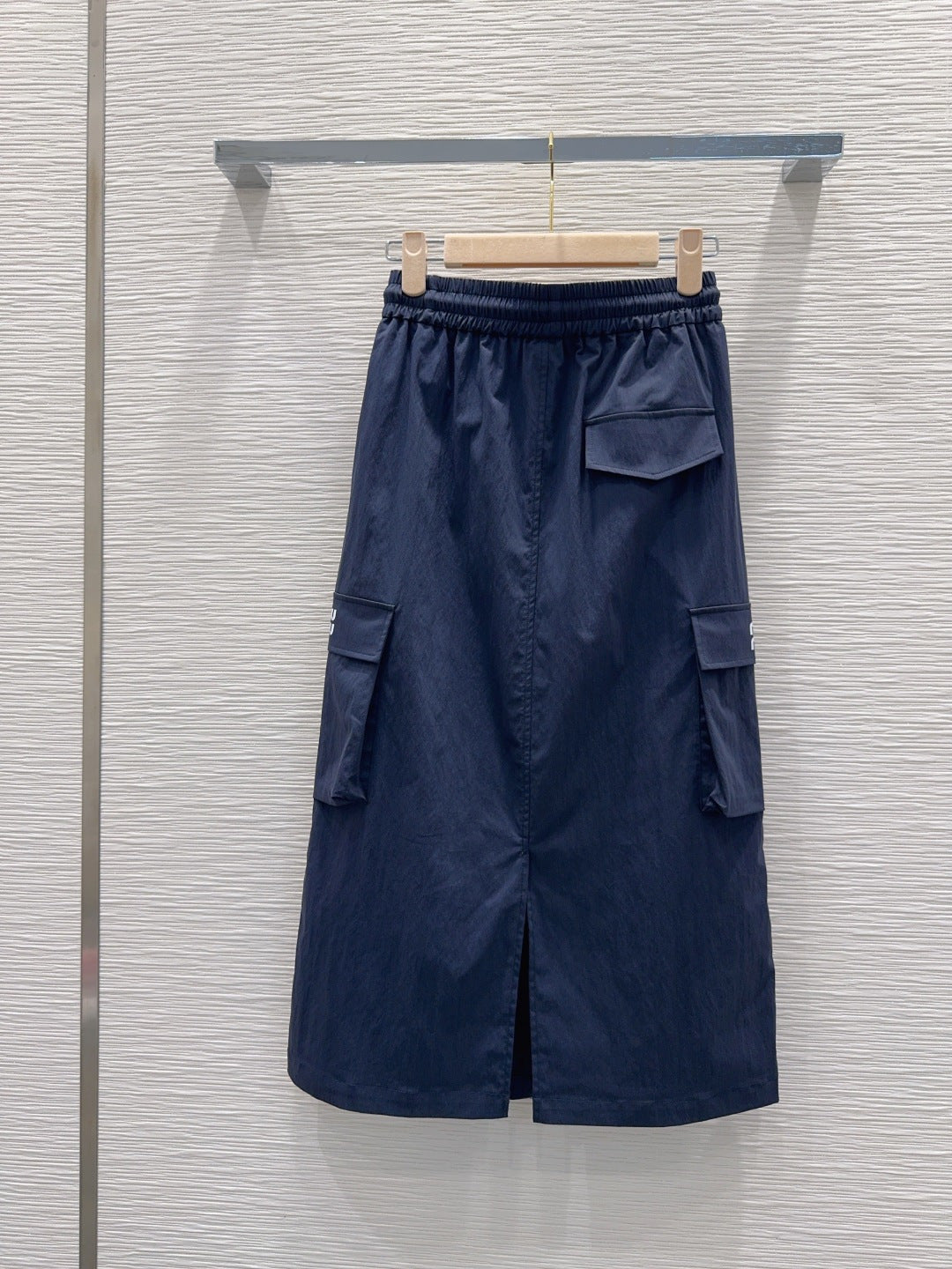 Miu Miu 2026 Long Skirt  Khaki and Navy Blue Cotton Nylon