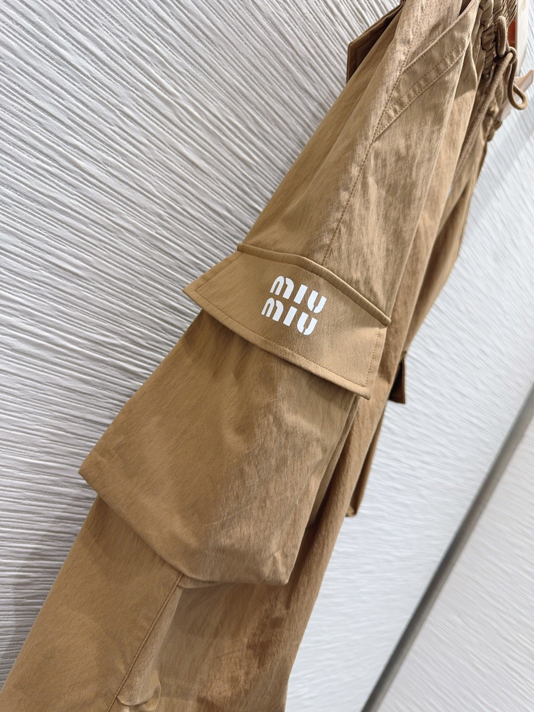 Miu Miu 2026 Long Skirt  Khaki and Navy Blue Cotton Nylon