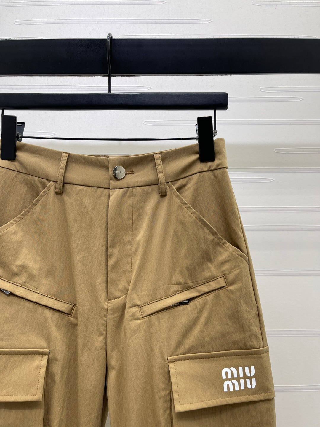 Miu Miu 2026 Pant Khaki and Navy Blue Cotton Nylon