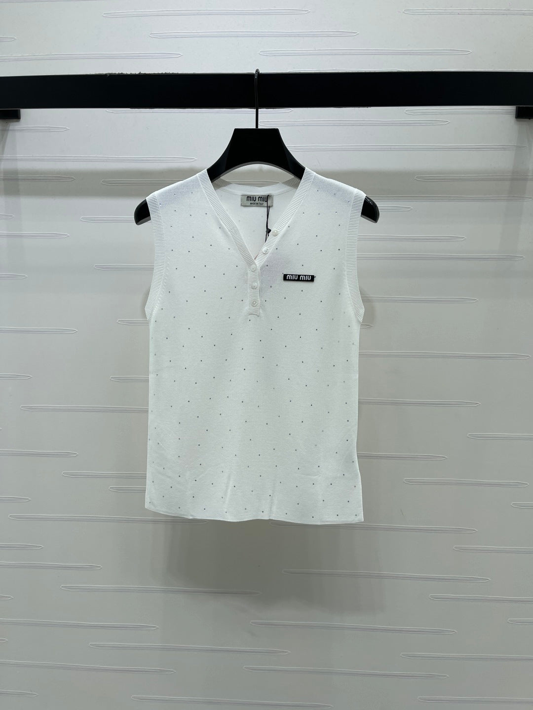 Miumiu 2026 Sleeveless Knit Top Pink White Black Blue Wool