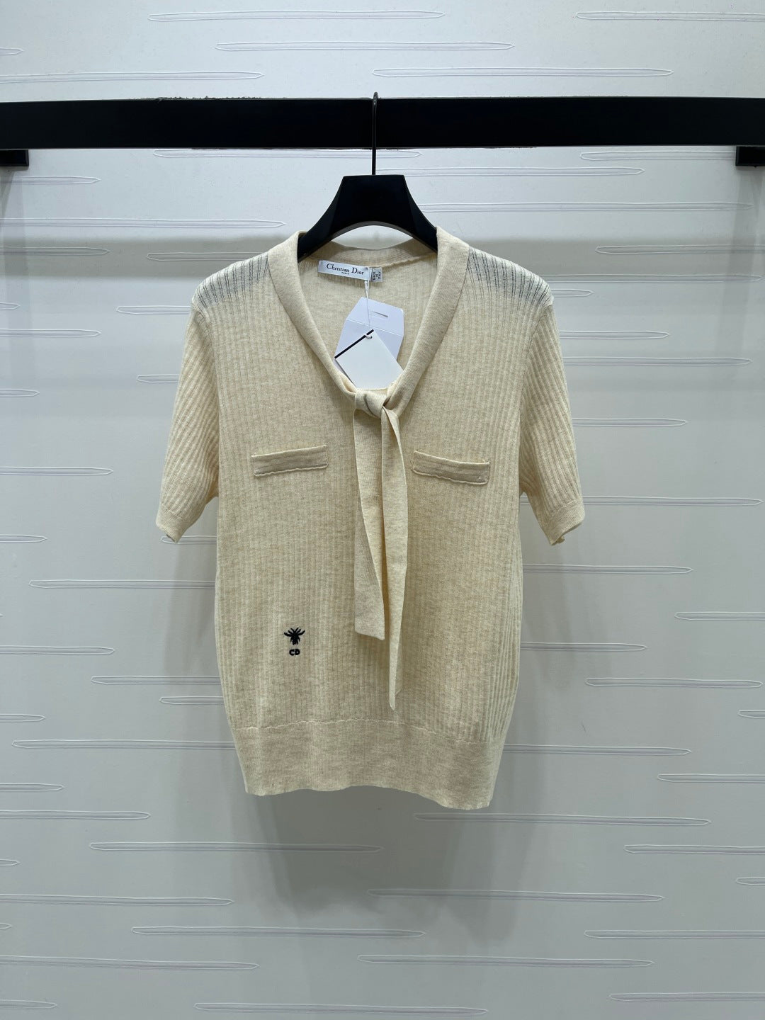 Dior 2026 Short-sleeved Knitted Polo Shirt White Beige Wool