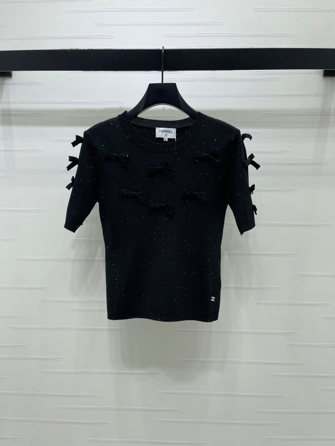 Chanel 2026 Bow T-shirt Black and White Wool Nylon 136350