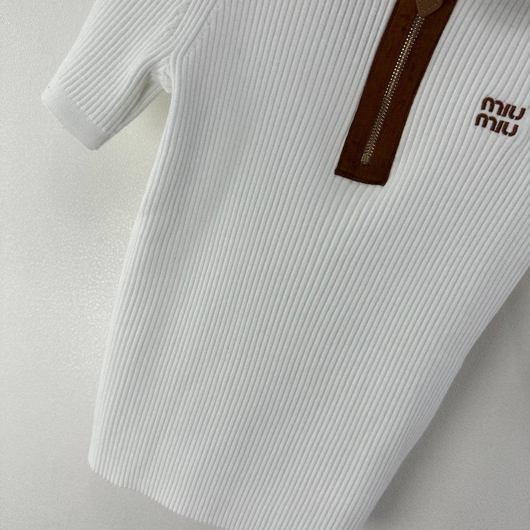Miumiu 2026 Half-zip Knit Polo Shirt Wool 362412