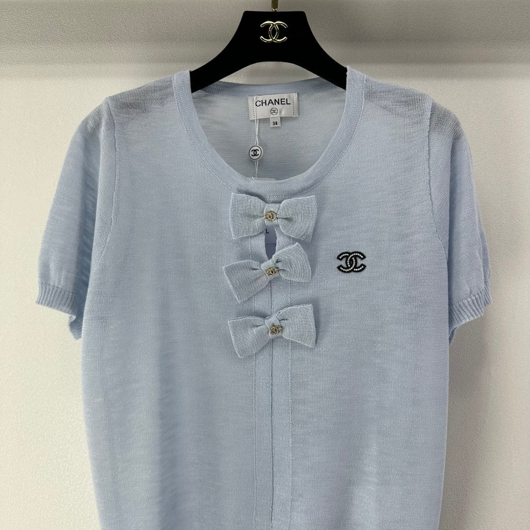 Chanel 2026 Bow Knit Short-sleeved Top Wool 364820
