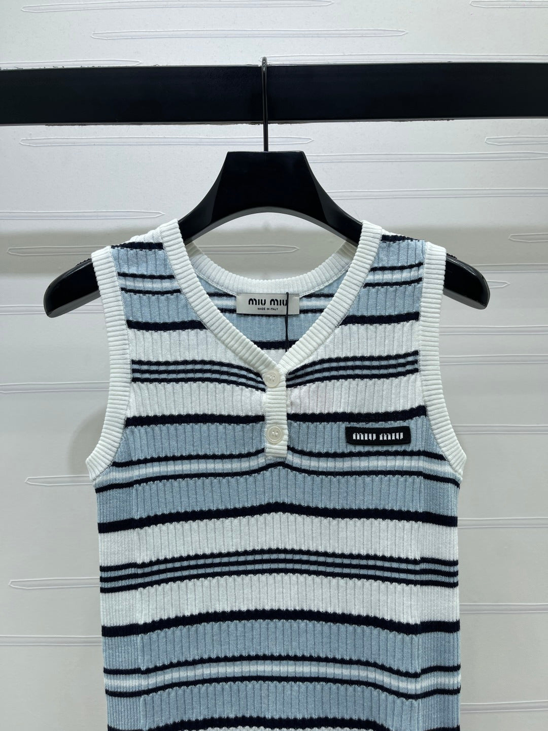 Miumiu 2026 Striped knit V-neck Vest Wool 246238