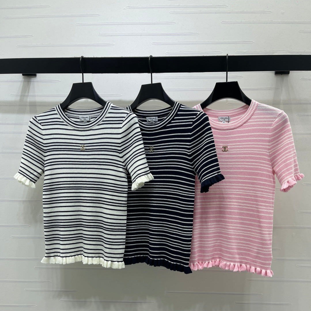 Chanel 2026 Two-tone Short-sleeved Shirt Wool 367635