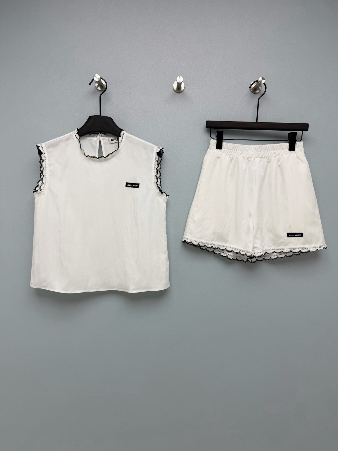 Miumiu 2026  Lace-Patch Set Black and White Cotton 269966