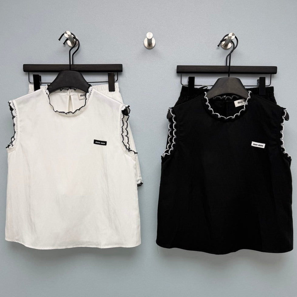 Miumiu 2026  Lace-Patch Set Black and White Cotton 269966
