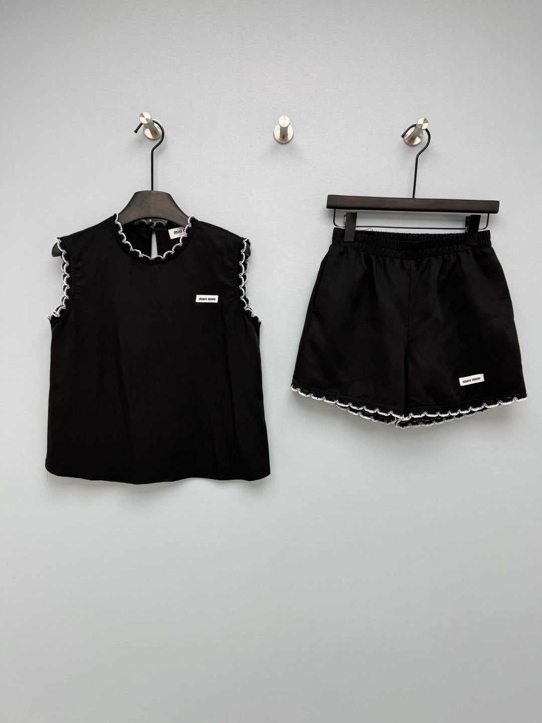 Miumiu 2026  Lace-Patch Set Black and White Cotton 269966
