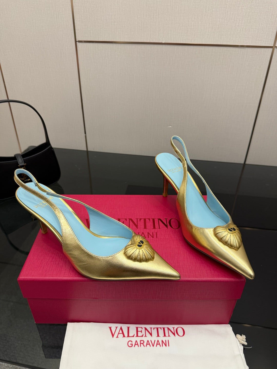 VT 26s Heart-Shaped Slingback 80 Blue Sheepskin