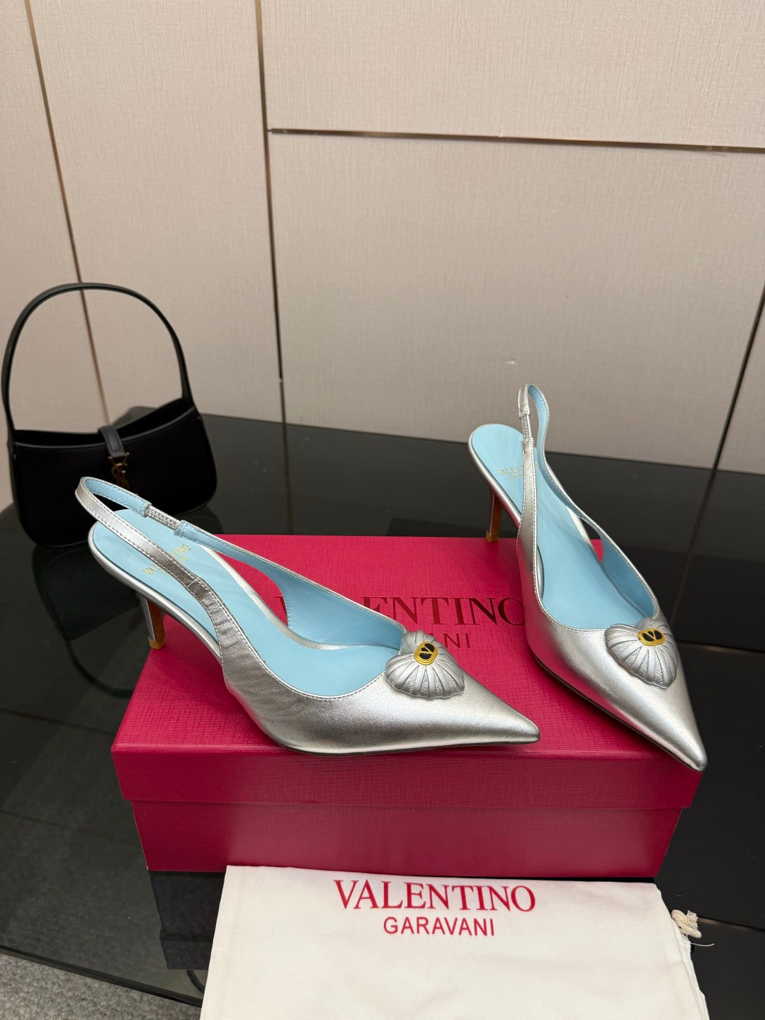 VT 26s Heart-Shaped Slingback 80 Blue Sheepskin
