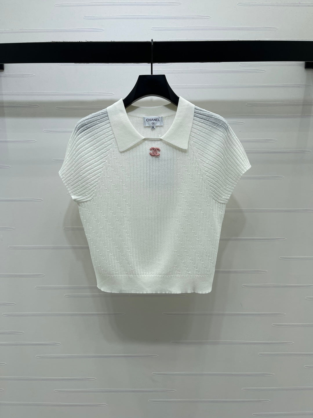 Chanel 2026 Collared Knit Short-Sleeve Shirt Wool 376012