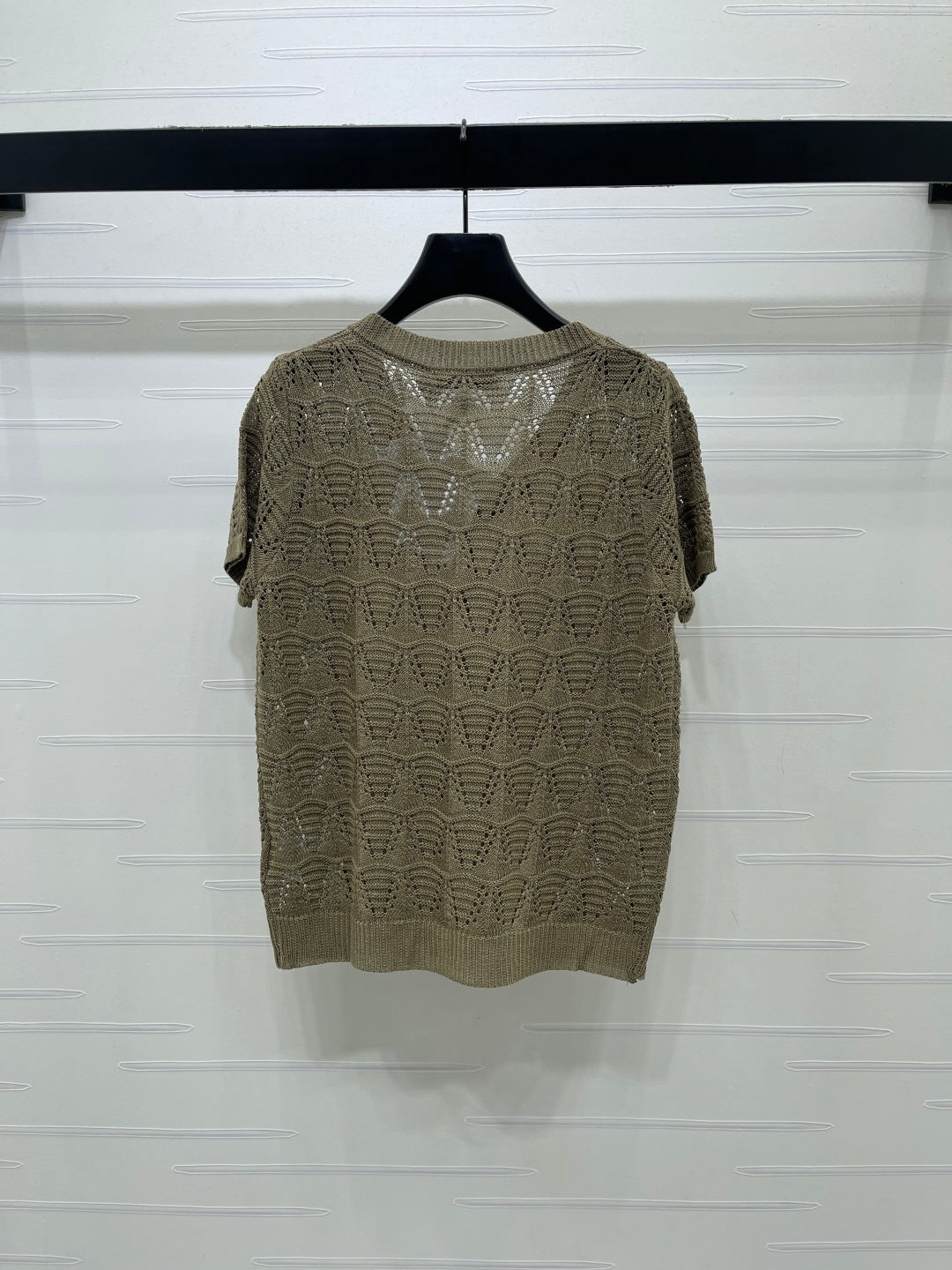Dior 2026 Hollow-out V-neck Knit Short-sleeved Top Wool Cotton 377970