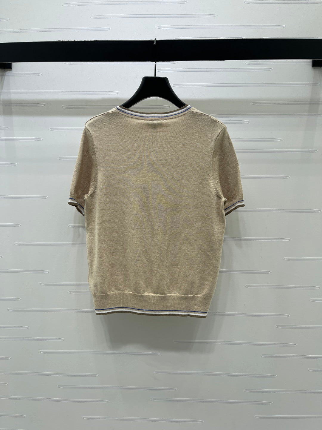 Chanel 2026 Hollow-out Knit Crew Neck Short-sleeved Top 380725