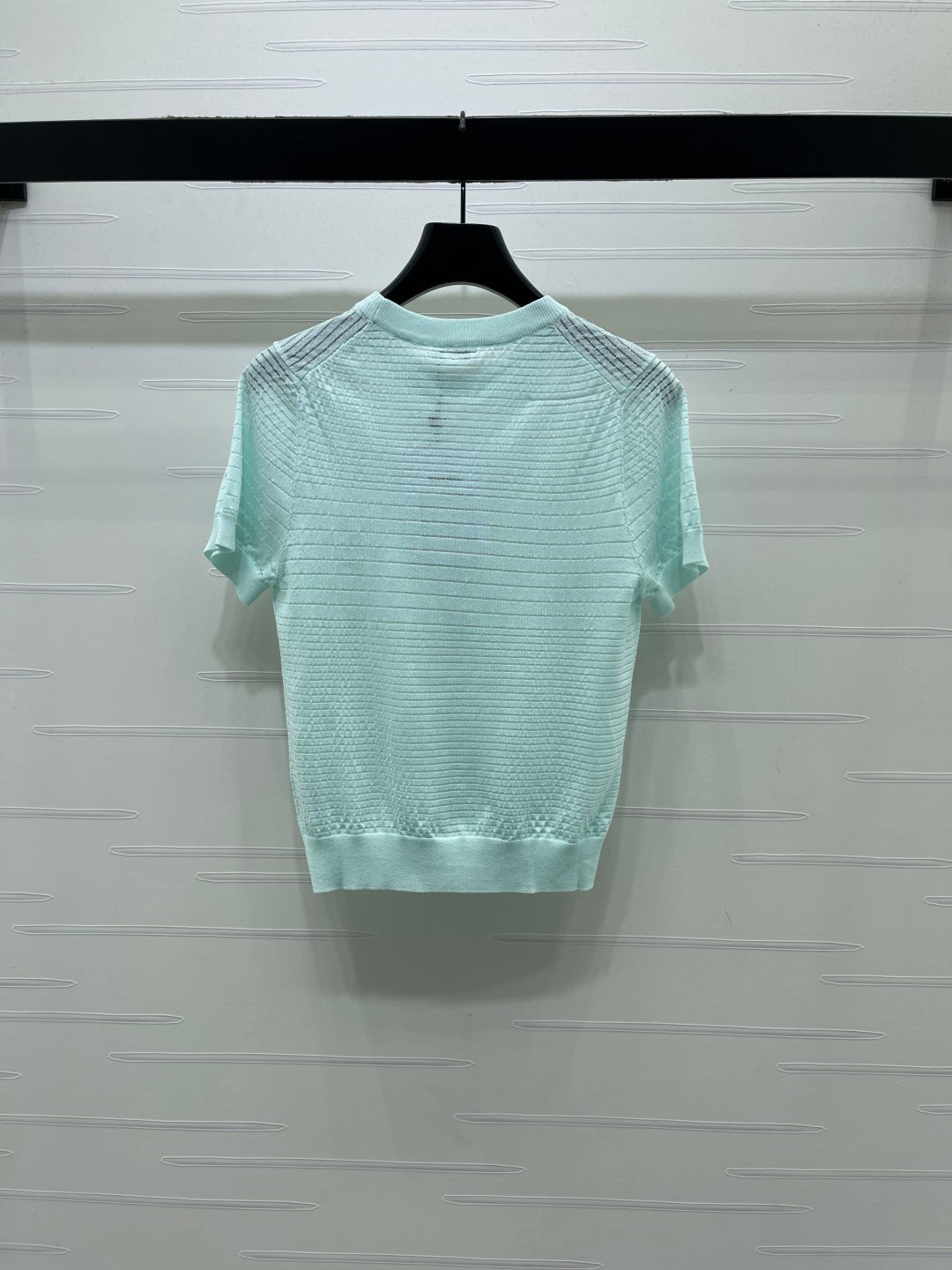 Chanel 2026 Striped Knit Short-sleeved Top Tencel Cotton 380709