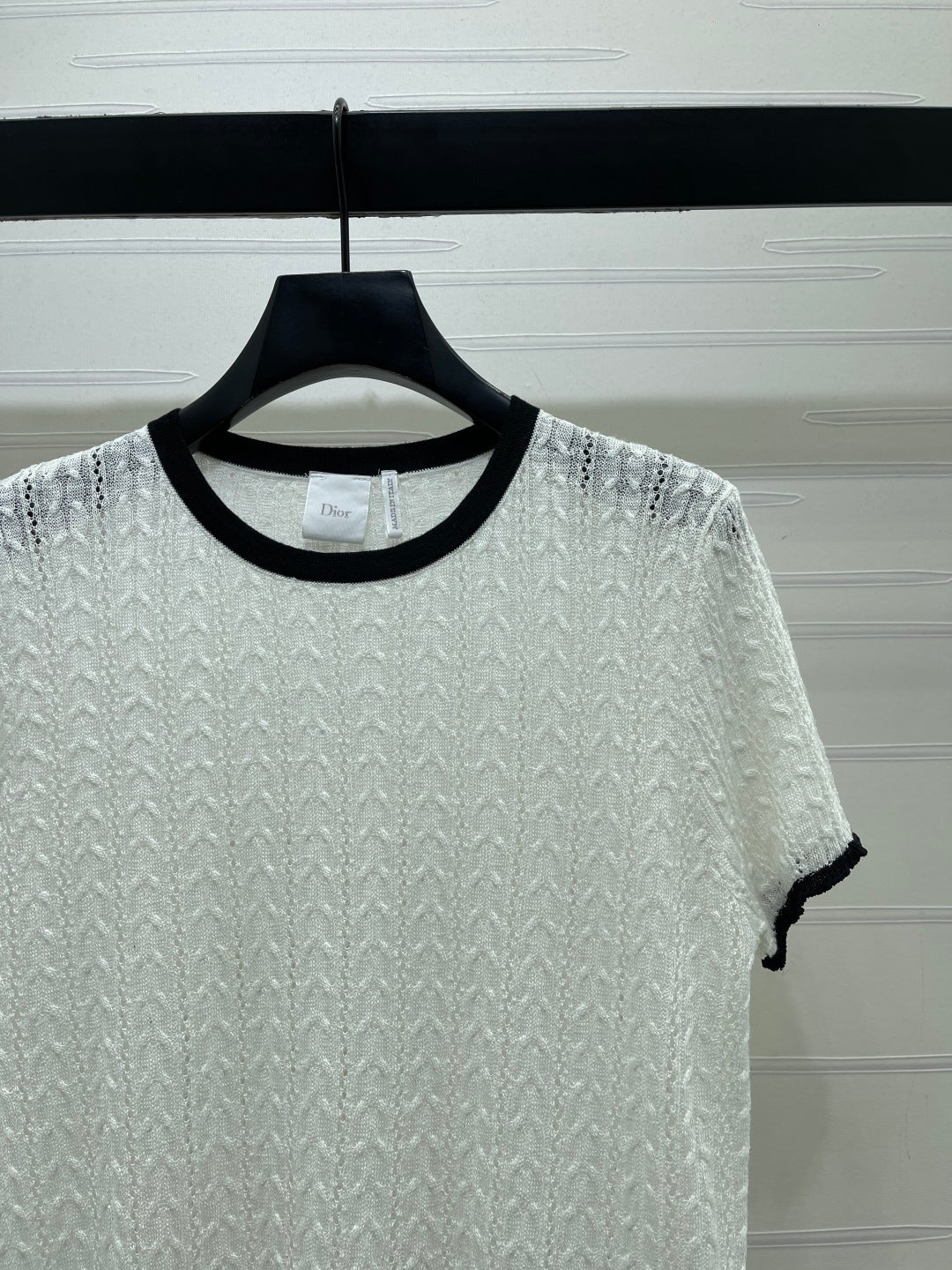 Dior 2026 Cable Knit Textured Short-Sleeve T-Shirt Wool 48244