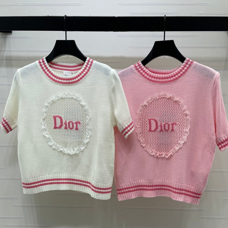 Dior 2026 Embroidered Knit Short-sleeved Shirt Cotton Wool 398791