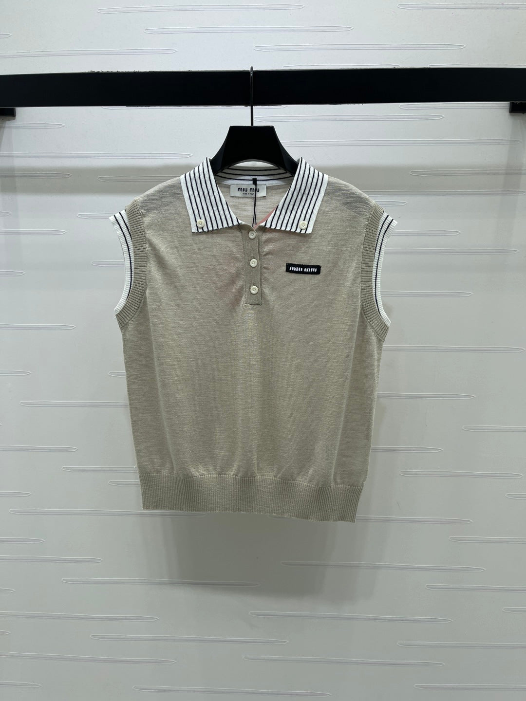 Miumiu 2026 Vest With Striped Collar Wool Cashmere 398053