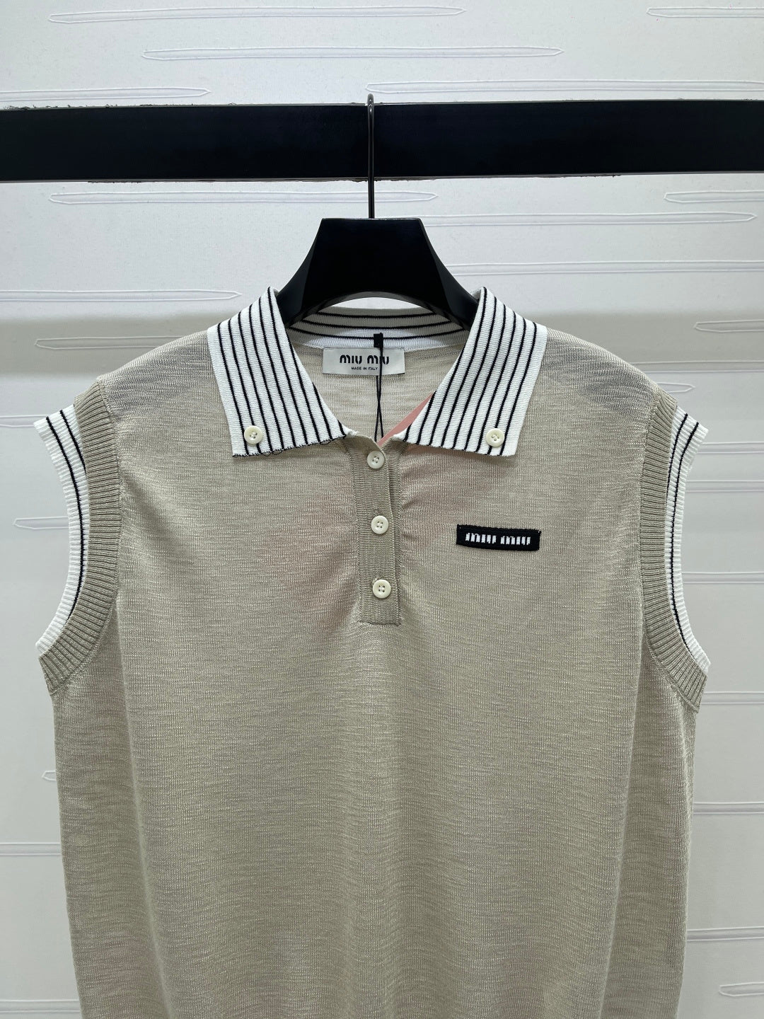 Miumiu 2026 Vest With Striped Collar Wool Cashmere 398053