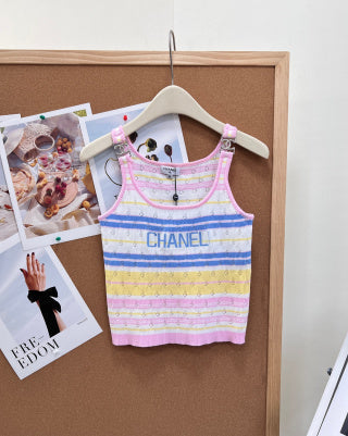 Chanel 2026 Striped Knit Tank Top Wool 481932
