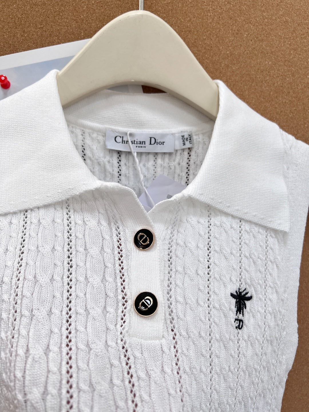 Dior 2026 Knit Polo Vest Bee Embroidery Wool 481948