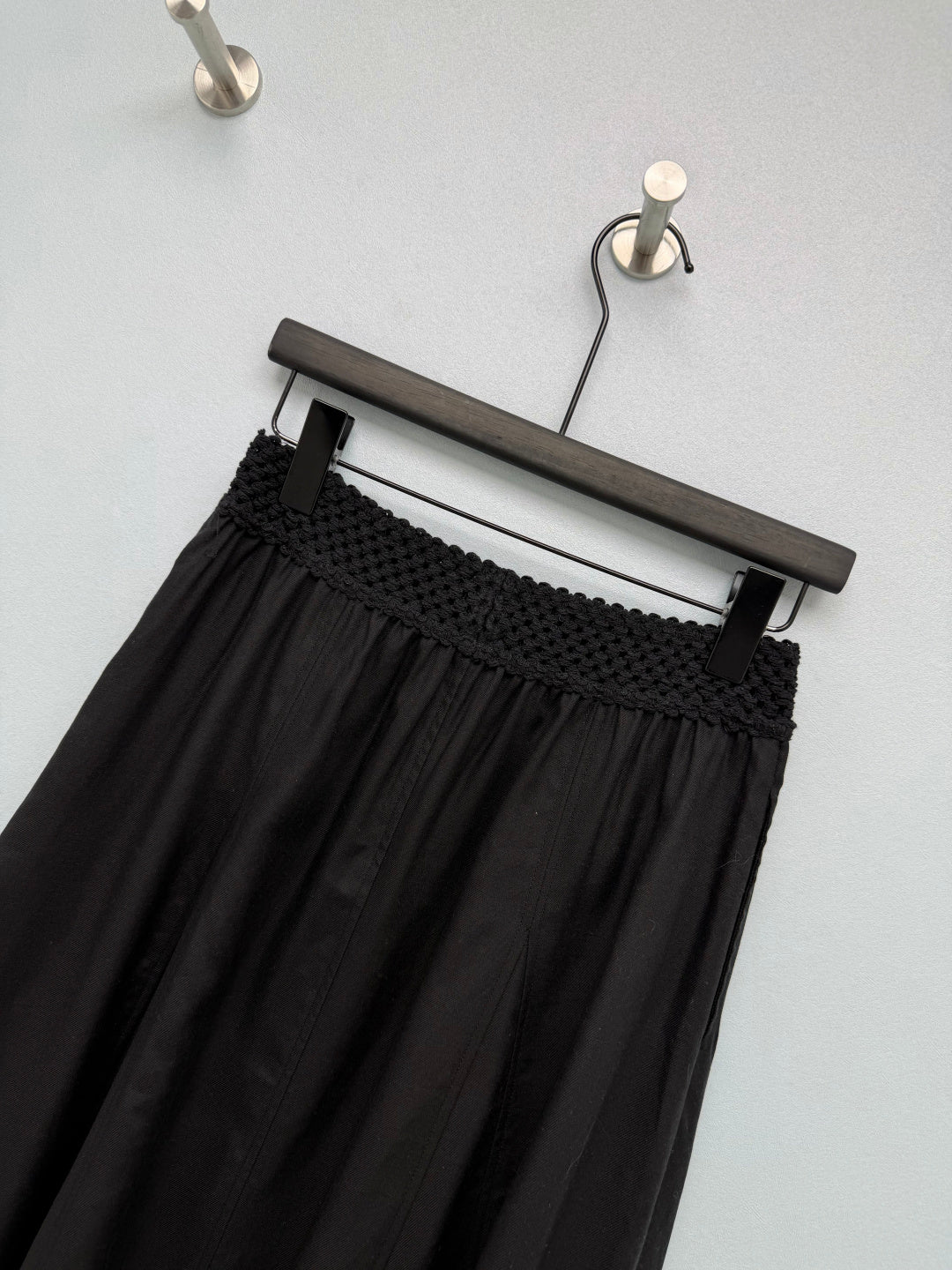 Miumiu 2026 Midi Skirt with Crocheted Waistband Cotton Tencel 392402