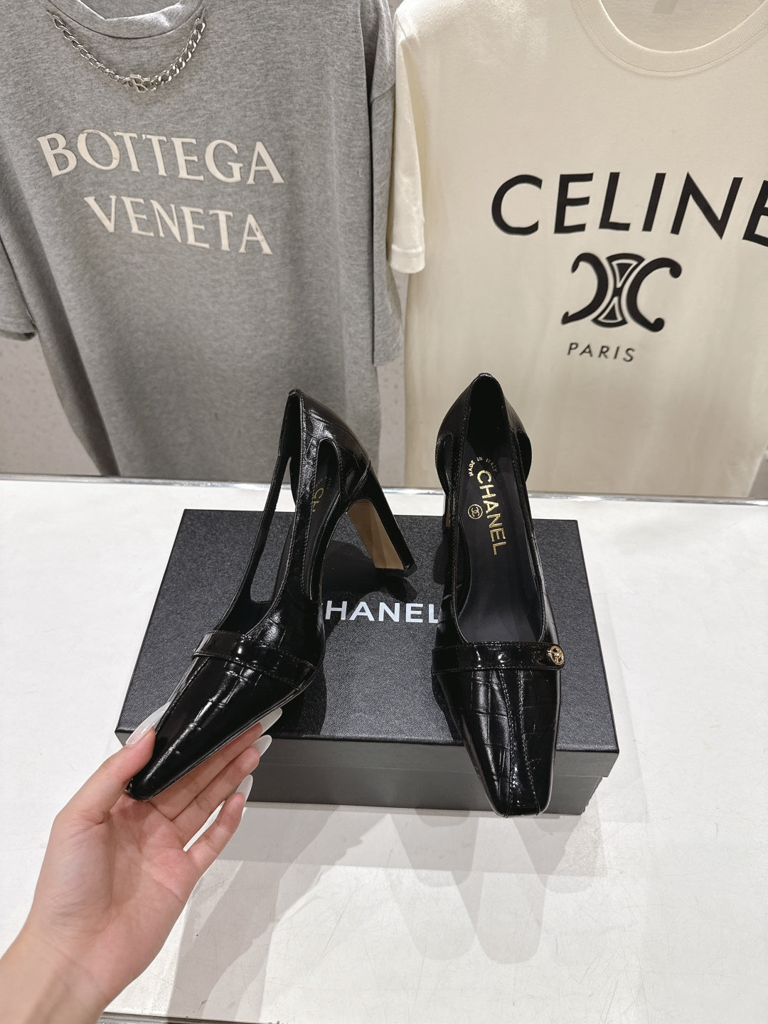 Chanel 2026 Embossed Patent Calfskin 85mm Pumps 896437