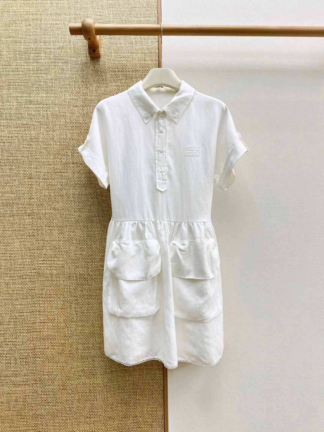 Miumiu 2026 Workwear Pocket Shirt Dress Cotton 514120