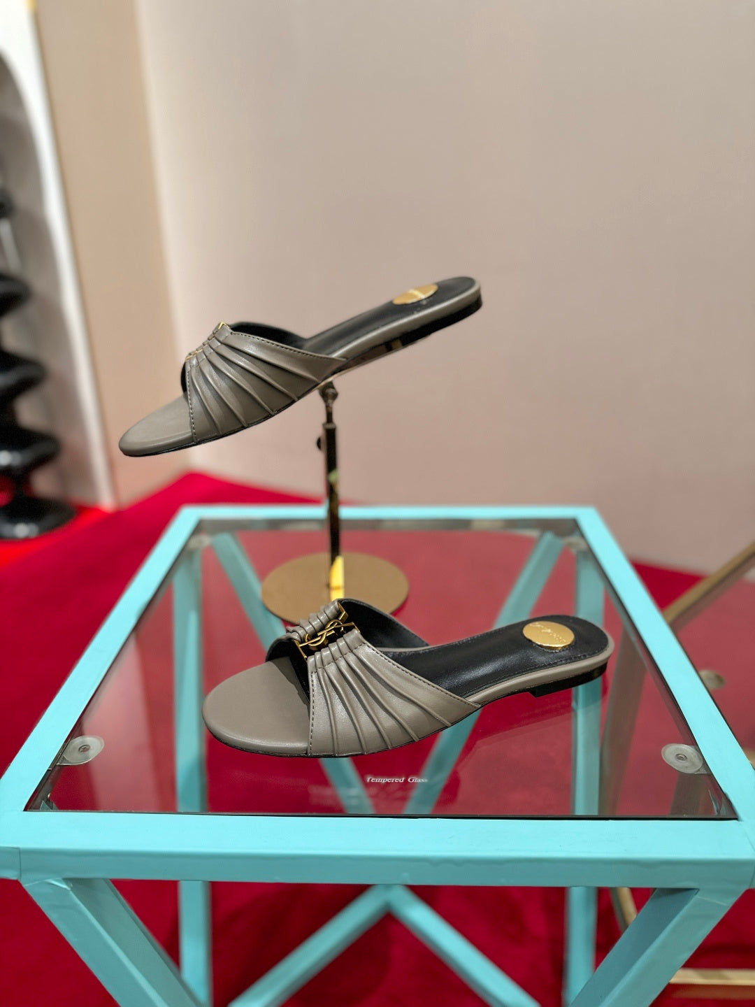 YSL 2026 Mule Sandal Calfskin With Gold Logo 925308