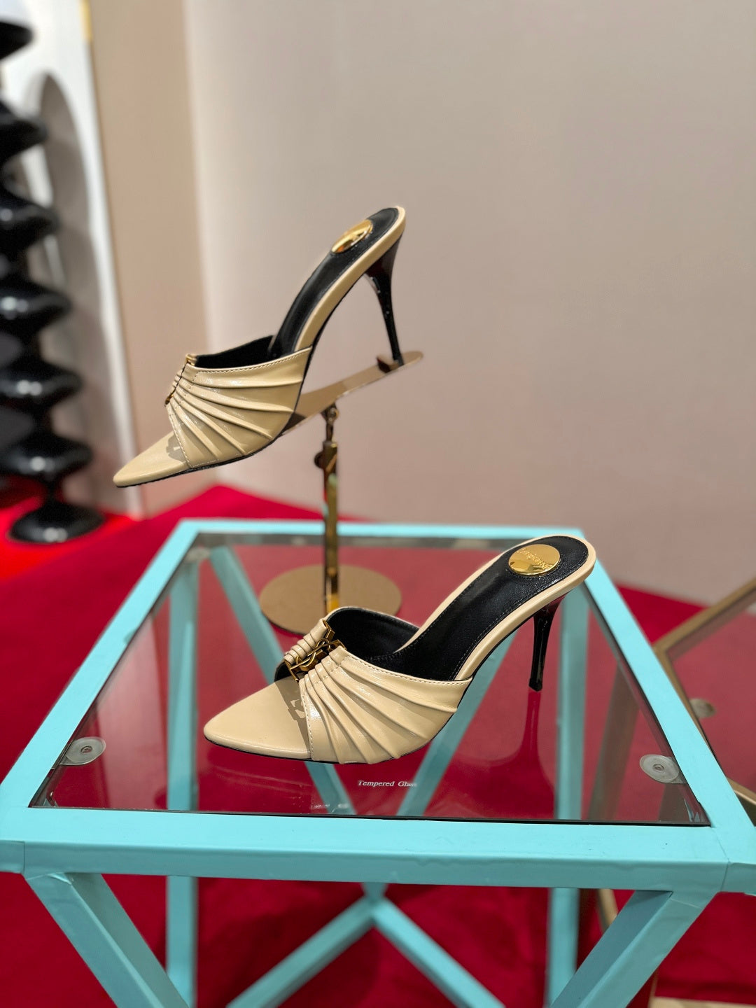 YSL 2026 Mule Sandal Calfskin With Gold Logo 925308